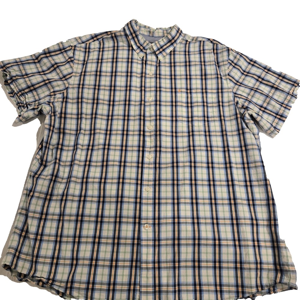 IZOD Men's Short Sleeve Button‎ Up Plaid Shirt 2XL XXL